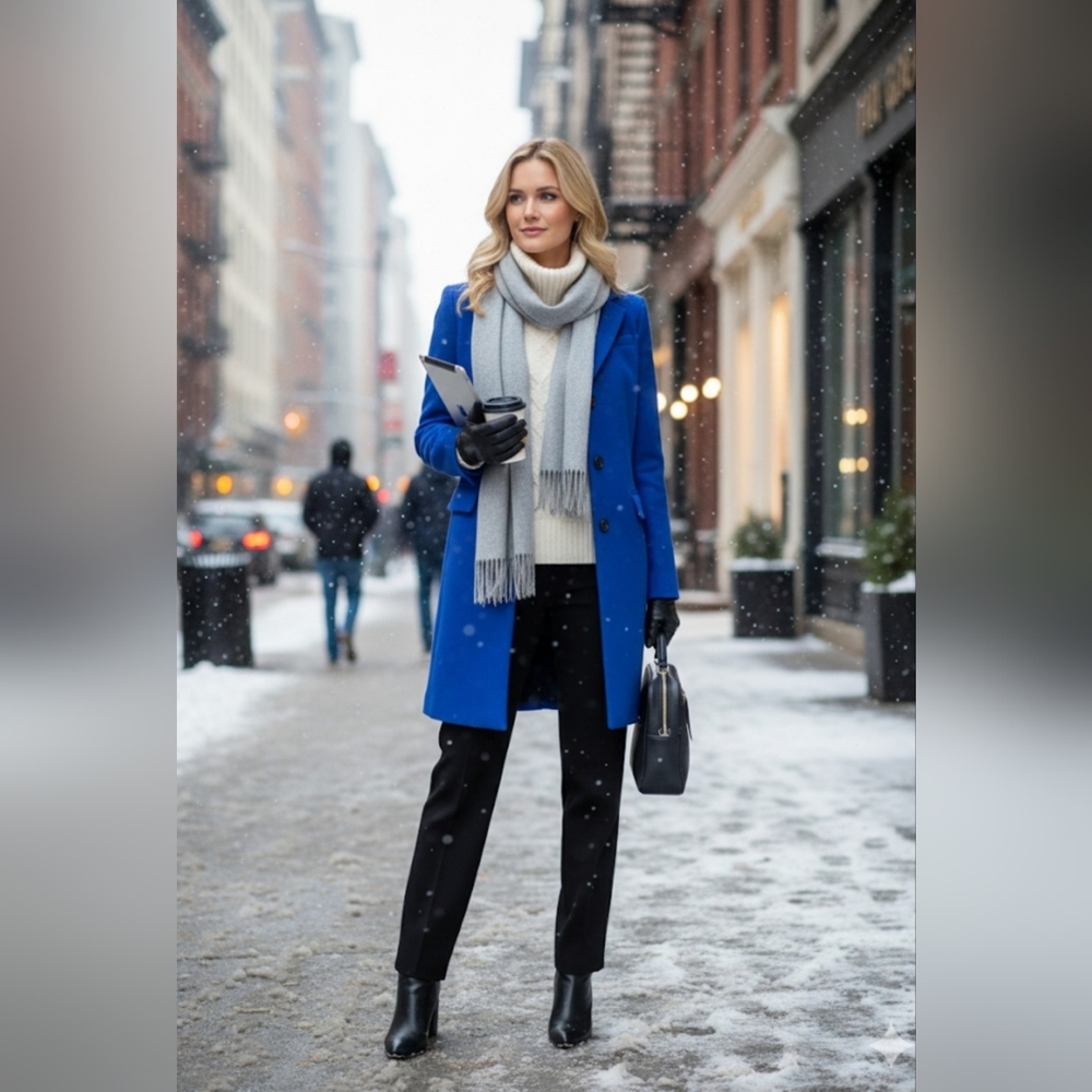 J. Crew Women's Peacoat 100% Wool By Nello Gori Cobalt Blue Size 2